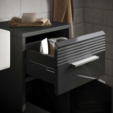 Hochschrank >Linus< in Schwarz Hochglanz - 30x80x31cm (BxHxT)