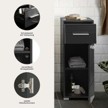 Hochschrank >Linus< in Schwarz Hochglanz - 30x80x31cm (BxHxT)