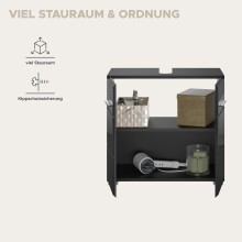 Waschbeckenunterschrank >Linus< in Schwarz Hochglanz - 60x56x34cm (BxHxT)
