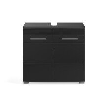 Waschbeckenunterschrank >Linus< in Schwarz Hochglanz - 60x56x34cm (BxHxT)