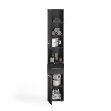 Hochschrank >Linus< in Schwarz Hochglanz - 30x182x31cm (BxHxT)