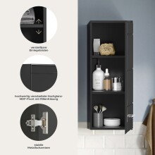 Hängeschrank >Linus< in Schwarz Hochglanz - 30x77x23cm (BxHxT)