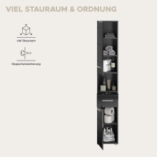 Hängeschrank >Linus< in Schwarz Hochglanz - 30x77x23cm (BxHxT)