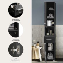 Hängeschrank >Linus< in Schwarz Hochglanz - 30x77x23cm (BxHxT)