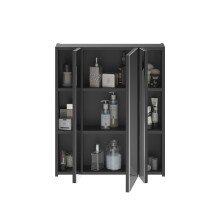 Badezimmerspiegelschrank >Linus< in Schwarz / Spiegelglas - 60x70x18cm (BxHxT)