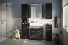 Badezimmerspiegelschrank >Linus< in Schwarz / Spiegelglas - 60x70x18cm (BxHxT)