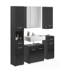 Badezimmer-Set >Linus< in Schwarz Hochglanz -...