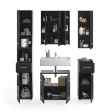 Badezimmer-Set >Linus< in Schwarz Hochglanz - 150x182x34cm (BxHxT)