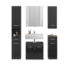 Badezimmer-Set >Linus< in Schwarz Hochglanz - 150x182x34cm (BxHxT)