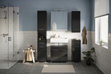 Badezimmer-Set >Linus< in Schwarz Hochglanz - 150x182x34cm (BxHxT)