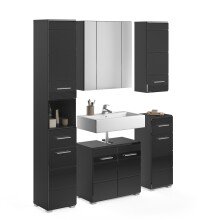 Badezimmer-Set >Linus< in Schwarz Hochglanz -...