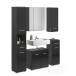 Badezimmer-Set >Linus< in Schwarz Hochglanz - 150x182x34cm (BxHxT)