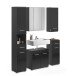 Badezimmer-Set >Linus< in Schwarz Hochglanz - 150x182x34cm (BxHxT)