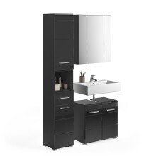 Badezimmer-Set >Linus< in Schwarz Hochglanz -...