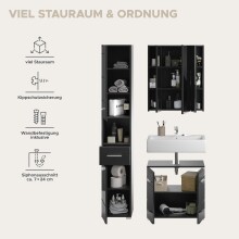 Badezimmer-Set >Linus< in Schwarz Hochglanz - 105x182x34cm (BxHxT)
