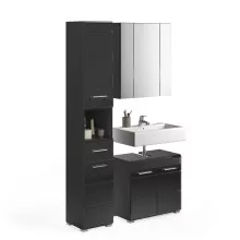 Badezimmer-Set >Linus< in Schwarz Hochglanz -...