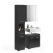 Badezimmer-Set >Linus< in Schwarz Hochglanz - 105x182x34cm (BxHxT)