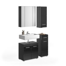 Badezimmer-Set >Linus< in Schwarz Hochglanz -...