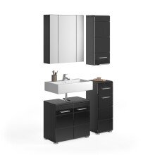 Badezimmer-Set >Linus< in Schwarz Hochglanz -...