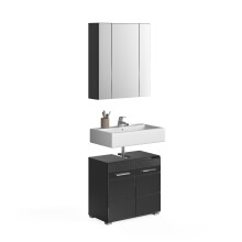 Badezimmer-Set >Linus< in Schwarz Hochglanz -...