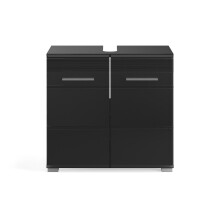 Badezimmer-Set >Linus< in Schwarz Hochglanz - 60x182x34cm (BxHxT)