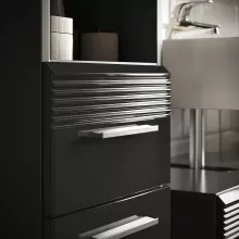 Badezimmer-Set >Linus< in Schwarz Hochglanz - 60x182x34cm (BxHxT)