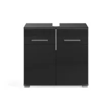 Badezimmer-Set >Linus< in Schwarz Hochglanz - 60x182x34cm (BxHxT)