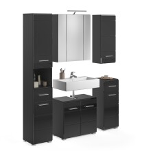Badezimmer-Set >Linus< in Schwarz Hochglanz -...