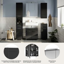 Badezimmer-Set >Linus< in Schwarz Hochglanz - 150x182x34cm (BxHxT)