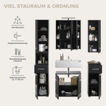 Badezimmer-Set >Linus< in Schwarz Hochglanz - 150x182x34cm (BxHxT)