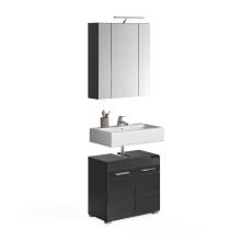 Badezimmer-Set >Linus< in Schwarz Hochglanz -...