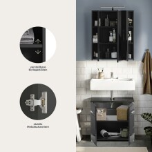 Badezimmer-Set >Linus< in Schwarz Hochglanz - 60x182x34cm (BxHxT)