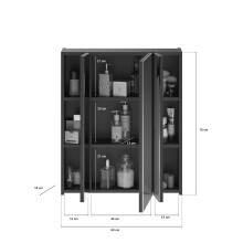 Badezimmer-Set >Linus< in Schwarz Hochglanz - 60x182x34cm (BxHxT)