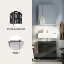 Badezimmer-Set >Linus< in Schwarz Hochglanz - 60x182x34cm (BxHxT)