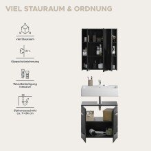 Badezimmer-Set >Linus< in Schwarz Hochglanz - 60x182x34cm (BxHxT)