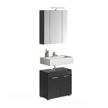 Badezimmer-Set >Linus< in Schwarz Hochglanz -...