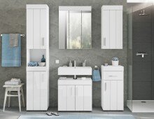 Badezimmer-Set >Snow< in Weiß Hochglanz - 60x190x35cm (BxHxT)