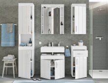 Badezimmer-Set >Snow< in Weiß Hochglanz - 60x190x35cm (BxHxT)
