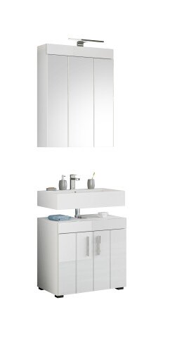 Badezimmer-Set >Snow< in Weiß Hochglanz - 60x190x35cm (BxHxT)