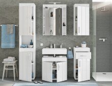 Badezimmer-Set >Snow< in Weiß Hochglanz - 60x190x35cm (BxHxT)