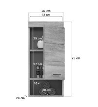 Hängeschrank >Soul< in Rauchsilber - 37x79x24cm (BxHxT)