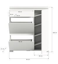 Schuhschrank >Shoelove< in Weiß - 95x109x27cm (BxHxT)