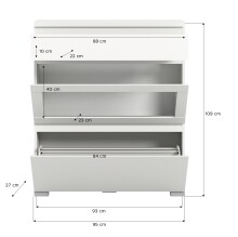 Schuhschrank >Shoelove< in Weiß - 95x109x27cm (BxHxT)