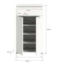 Schuhschrank >Shoelove< in Weiß - 60x109x40cm (BxHxT)