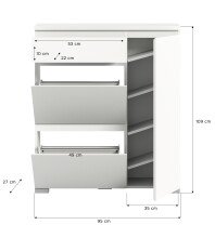 Schuhschrank >Shoelove< in Weiß - 95x109x27cm (BxHxT)