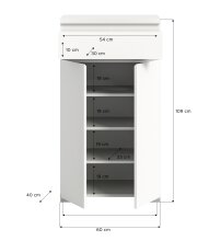 Schuhschrank >Shoelove< in Weiß - 60x109x40cm (BxHxT)