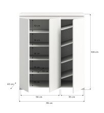 Schuhschrank >Shoelove< in Weiß - 95x109x40cm (BxHxT)