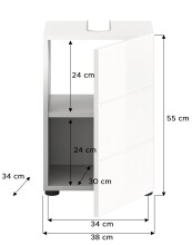 Waschbeckenunterschrank >Vira< in Weiß Hochglanz - 38x56x34cm (BxHxT)
