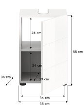 Waschbeckenunterschrank >Vira< in Weiß Hochglanz - 38x56x34cm (BxHxT)