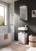 Badezimmerspiegelschrank >Vira< in Weiß Hochglanz - 38x77x18cm (BxHxT)